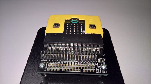 Kimturcase M1 with Microbit inserted in an edge connector view